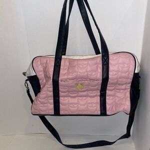 Betsey Johnson Pink and Black Quilted Travel Bag